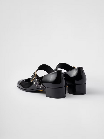 Prada – Mary-Jane-Pumps aus schwarzem Lackleder