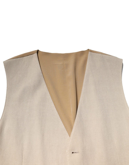 Dolce &amp; Gabbana Beige Leinenkleid Formale Herren Weste