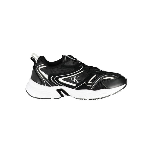 Calvin Klein – Elegante schwarze Schnür-Sneaker mit Kontrastdetails