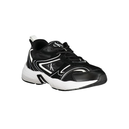 Calvin Klein – Elegante schwarze Schnür-Sneaker mit Kontrastdetails
