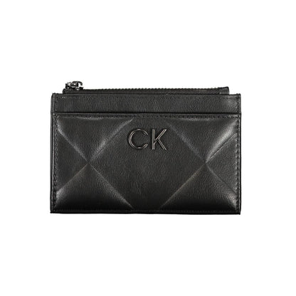 Calvin Klein – Elegante schwarze Geldbörse mit Reißverschluss und Kontrastdetails