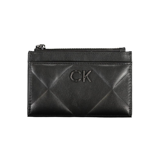 Calvin Klein – Elegante schwarze Geldbörse mit Reißverschluss und Kontrastdetails