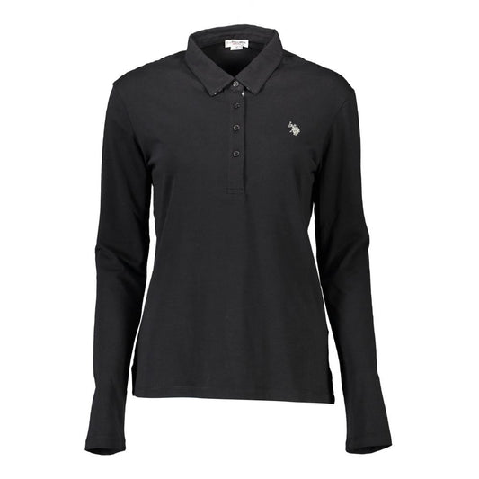 US POLO ASSN. Schwarzes Damen-Poloshirt aus Baumwolle