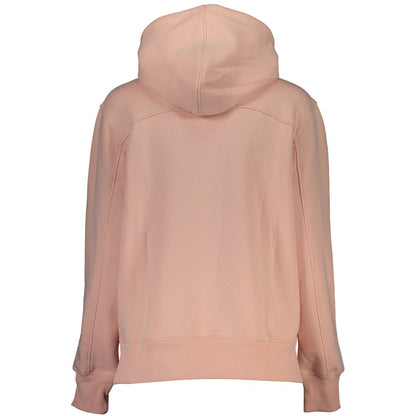 Calvin Klein – Schickes rosa Fleece-Kapuzensweatshirt mit Logo-Stickerei