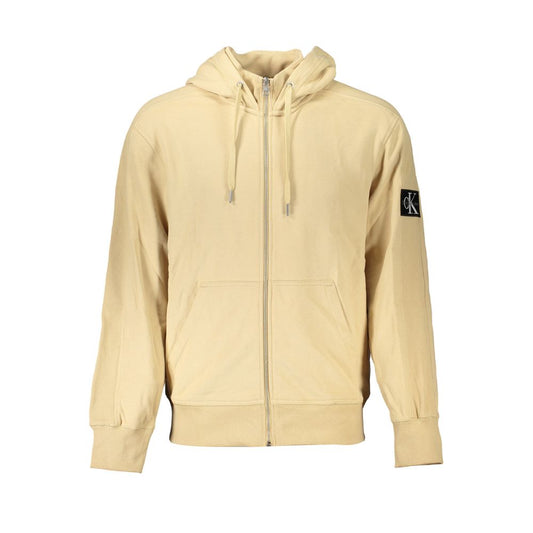 Calvin Klein – Elegantes, beiges Kapuzensweatshirt mit Reißverschluss