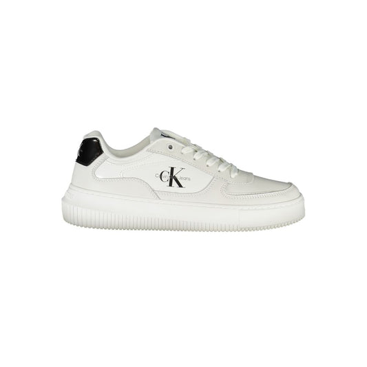 Calvin Klein – Elegante weiße Schnür-Sneaker mit Kontrastdetails