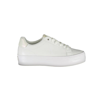 Calvin Klein – Elegante weiße Schnür-Sneaker mit Kontrastdetails