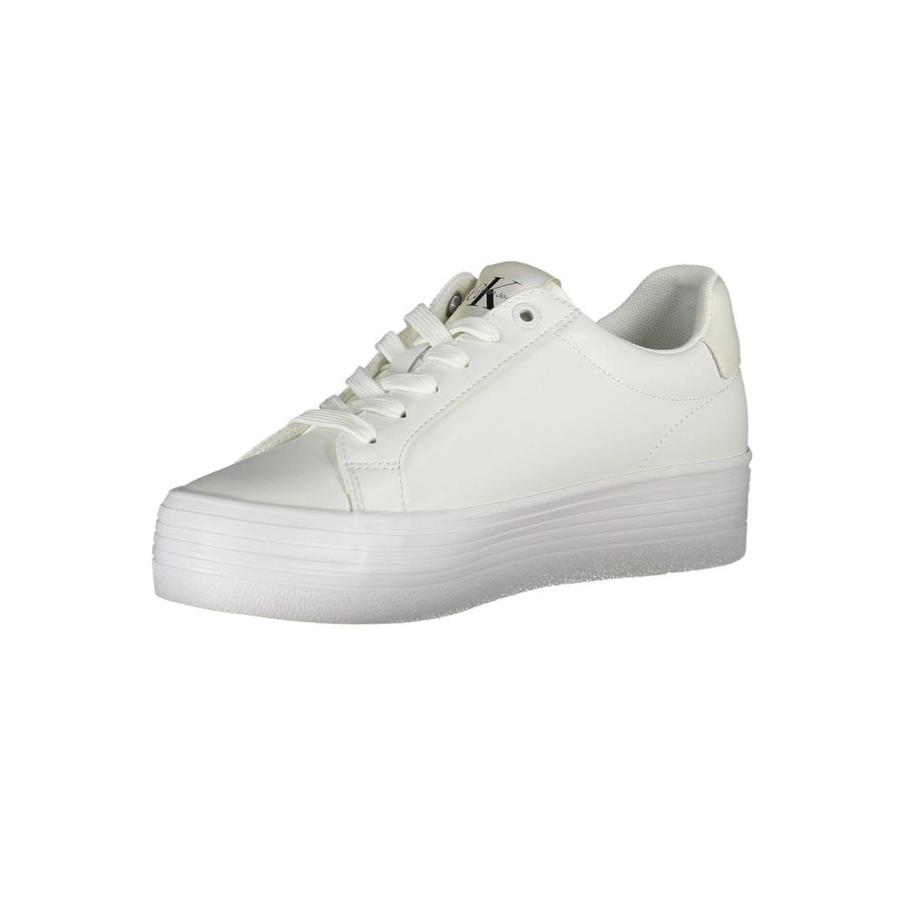 Calvin Klein – Elegante weiße Schnür-Sneaker mit Kontrastdetails