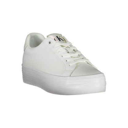 Calvin Klein – Elegante weiße Schnür-Sneaker mit Kontrastdetails