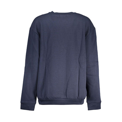 Cavalli Class – Elegantes blaues Fleece-Sweatshirt mit Rundhalsausschnitt