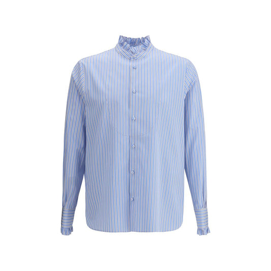 Valentino – Gestreiftes Plastron- und Rüschenhemd