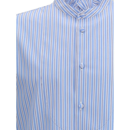 Valentino – Gestreiftes Plastron- und Rüschenhemd