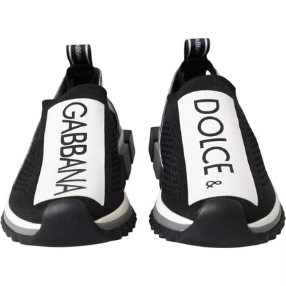 Dolce &amp; Gabbana Schwarz Weiß Slip On Sorrento Sneakers Schuhe