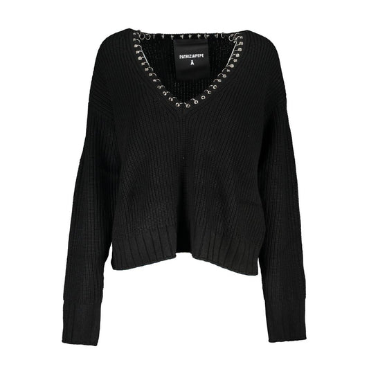 Patrizia Pepe Eleganter Langarm-Pullover mit V-Ausschnitt und schicken Details