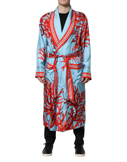 Dolce &amp; Gabbana – Wickelmantel mit blauem und rotem Korallendruck
