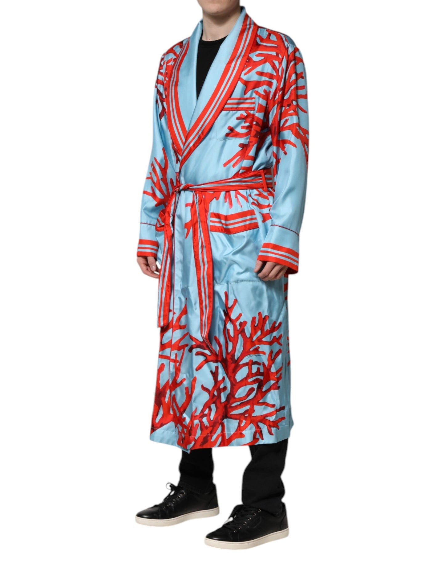 Dolce &amp; Gabbana – Wickelmantel mit blauem und rotem Korallendruck