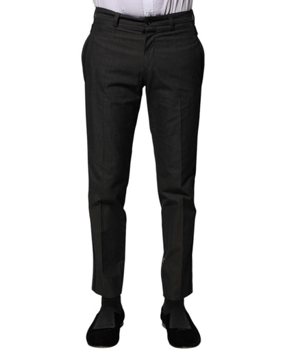 Dolce &amp; Gabbana – Graue, gemusterte Anzughose aus Baumwolle
