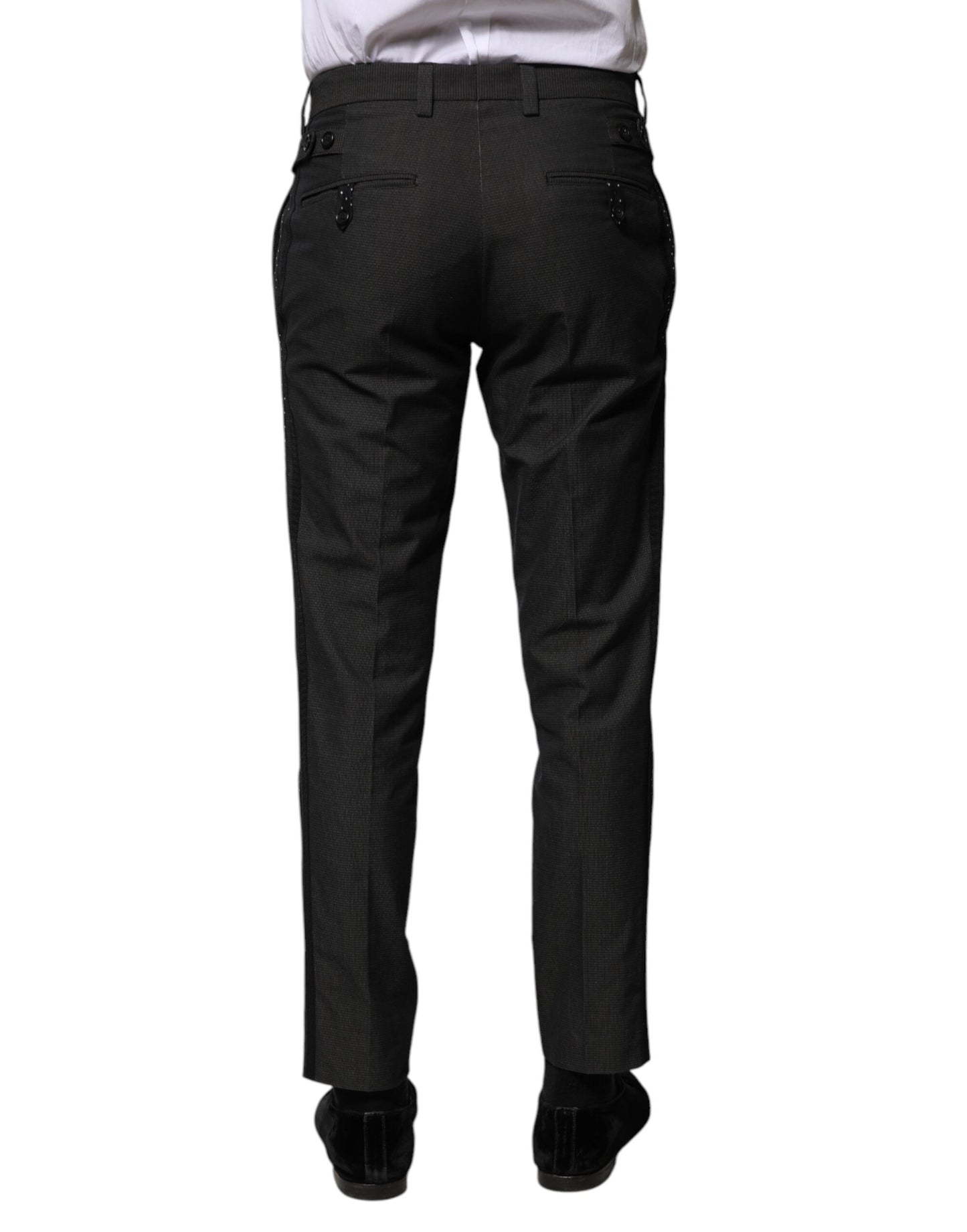 Dolce &amp; Gabbana – Graue, gemusterte Anzughose aus Baumwolle