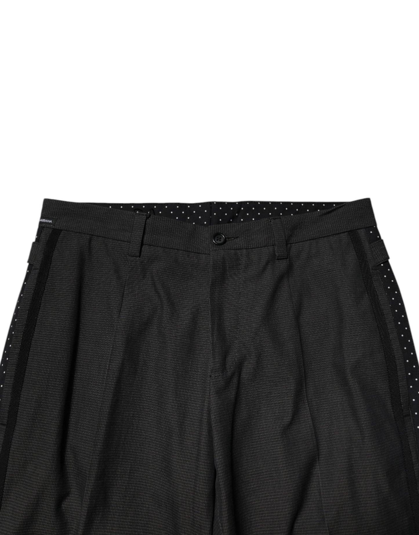 Dolce &amp; Gabbana – Graue, gemusterte Anzughose aus Baumwolle
