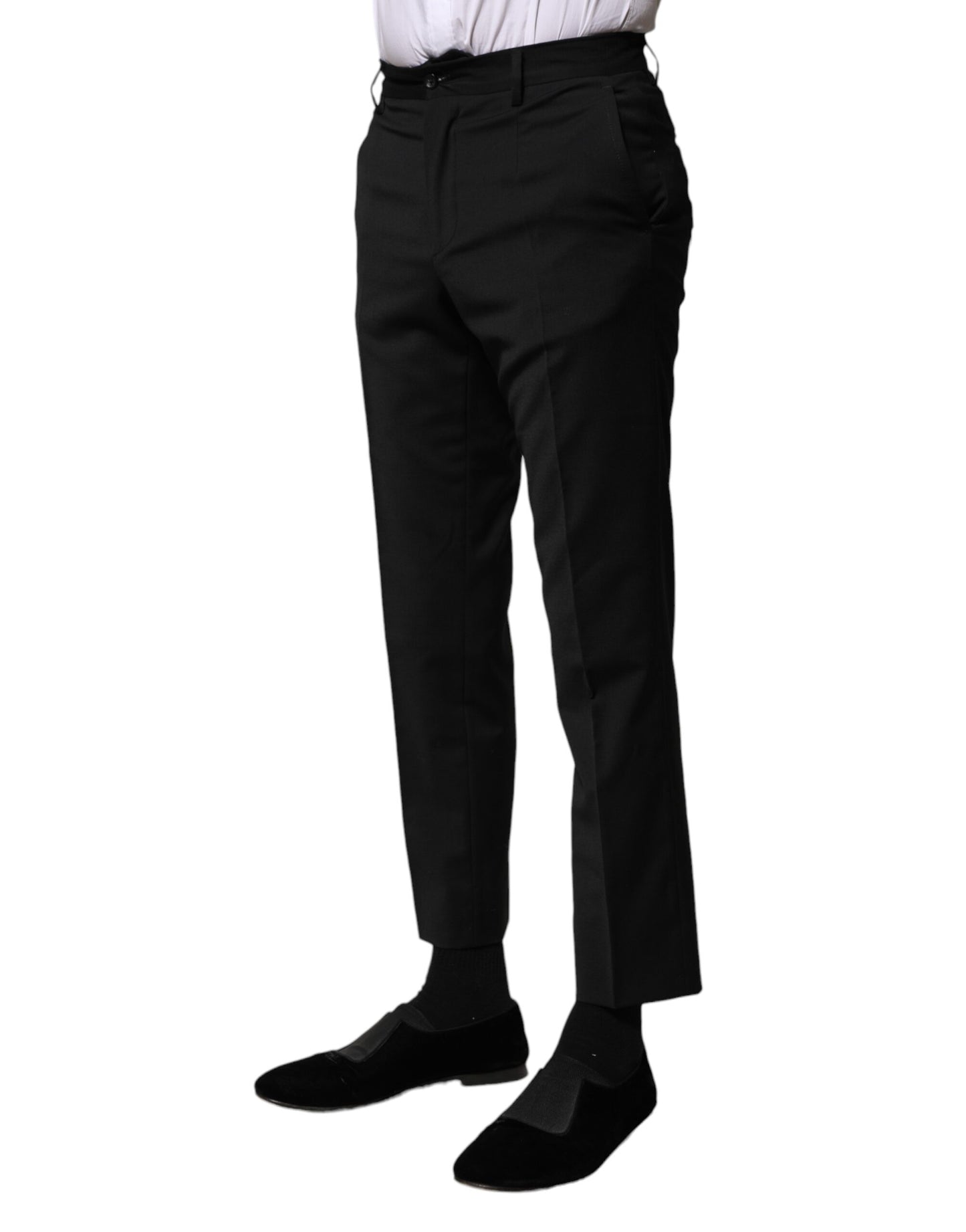 Dolce &amp; Gabbana Black Wool Formal Men Cropped Pants