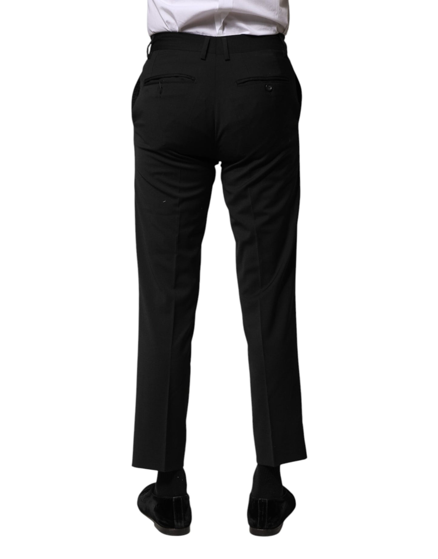 Dolce &amp; Gabbana Black Wool Formal Men Cropped Pants