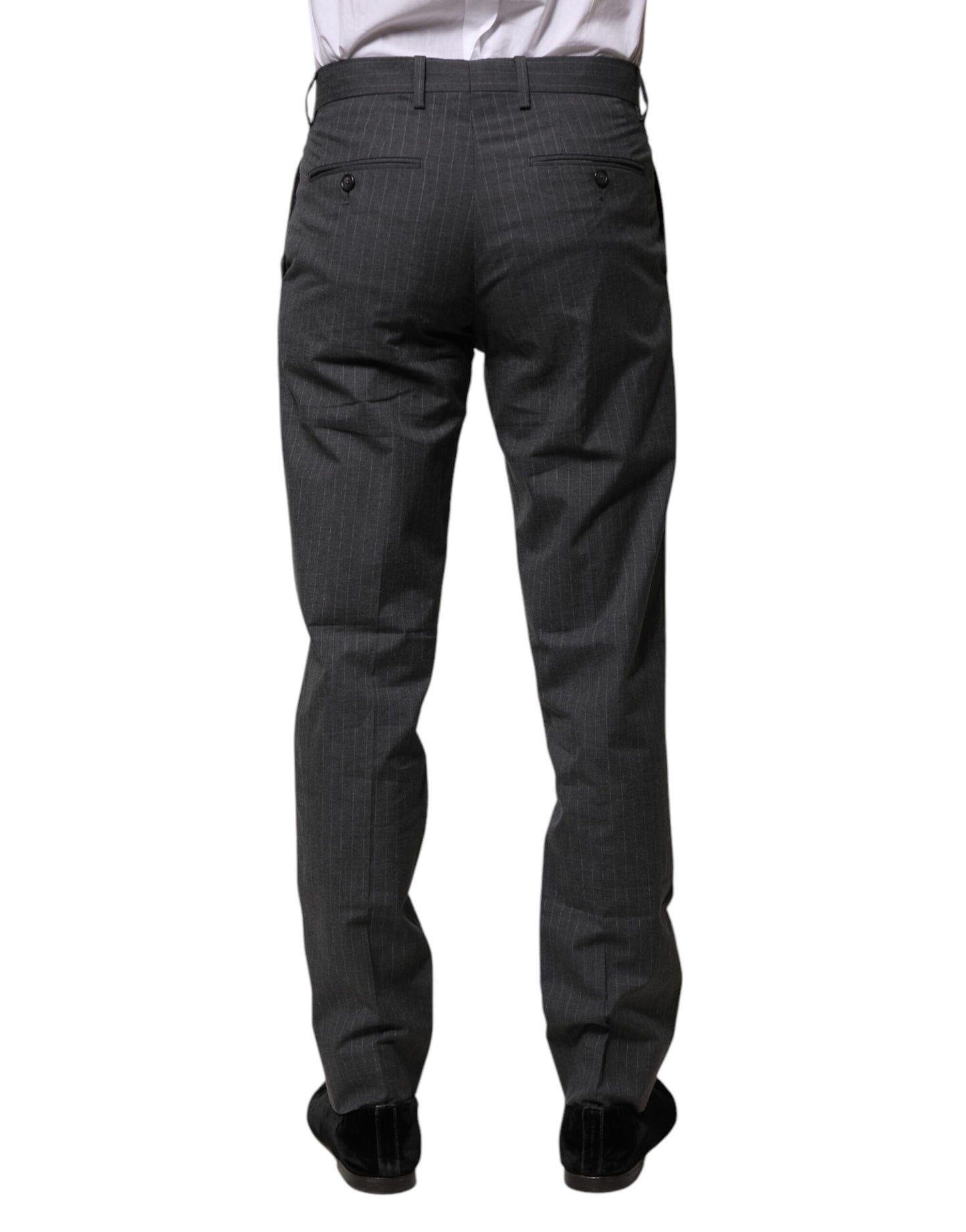 Dolce &amp; Gabbana Gray Striped Cotton Formal Pants
