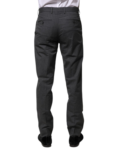 Dolce &amp; Gabbana Gray Striped Cotton Formal Pants