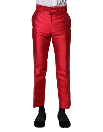 Dolce &amp; Gabbana Red Polyester Cropped Dress Pants