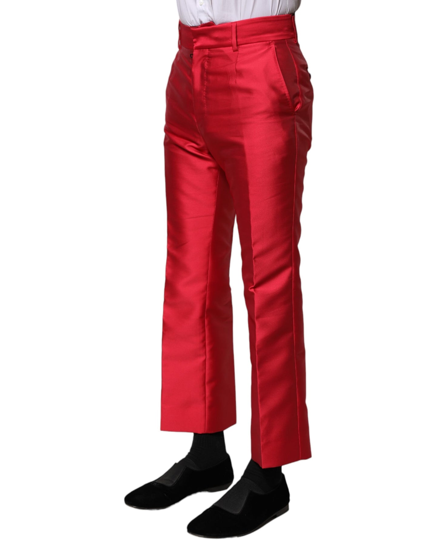 Dolce &amp; Gabbana Red Polyester Cropped Dress Pants