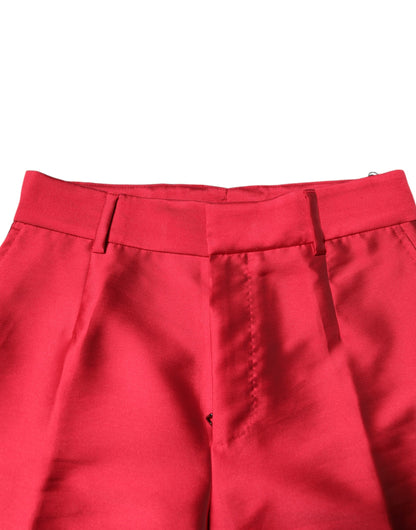 Dolce &amp; Gabbana Red Polyester Cropped Dress Pants