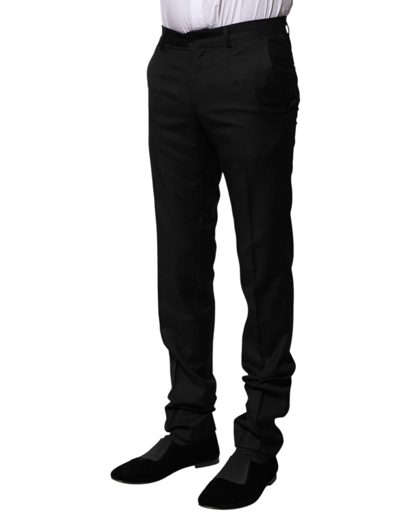Dolce &amp; Gabbana Black Wool Formal Men Slim Pants