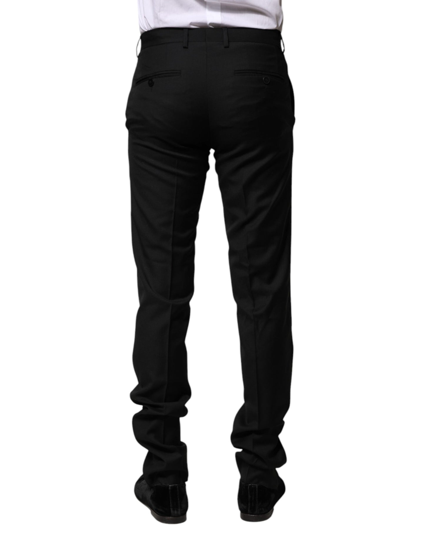 Dolce &amp; Gabbana Black Wool Formal Men Slim Pants