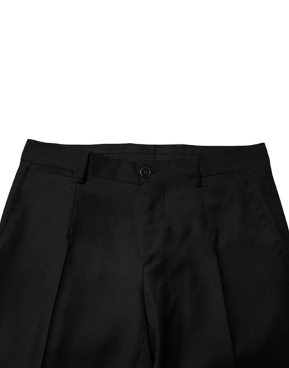 Dolce &amp; Gabbana Black Wool Formal Men Slim Pants