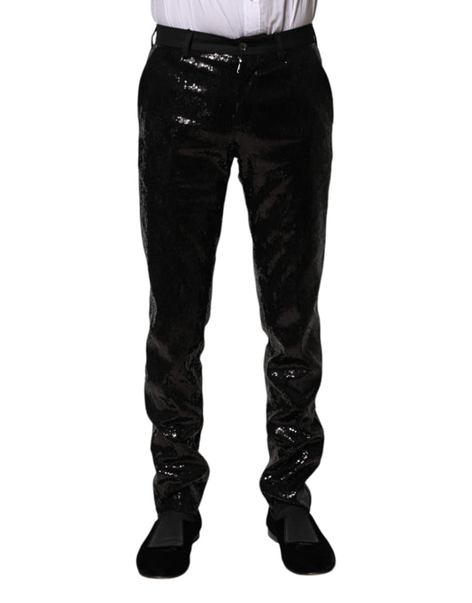 Dolce &amp; Gabbana Schwarze Hose mit Paillettenverzierung