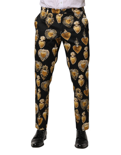 Dolce &amp; Gabbana – Hose mit Herz-Jesu-Print in Schwarz und Gold