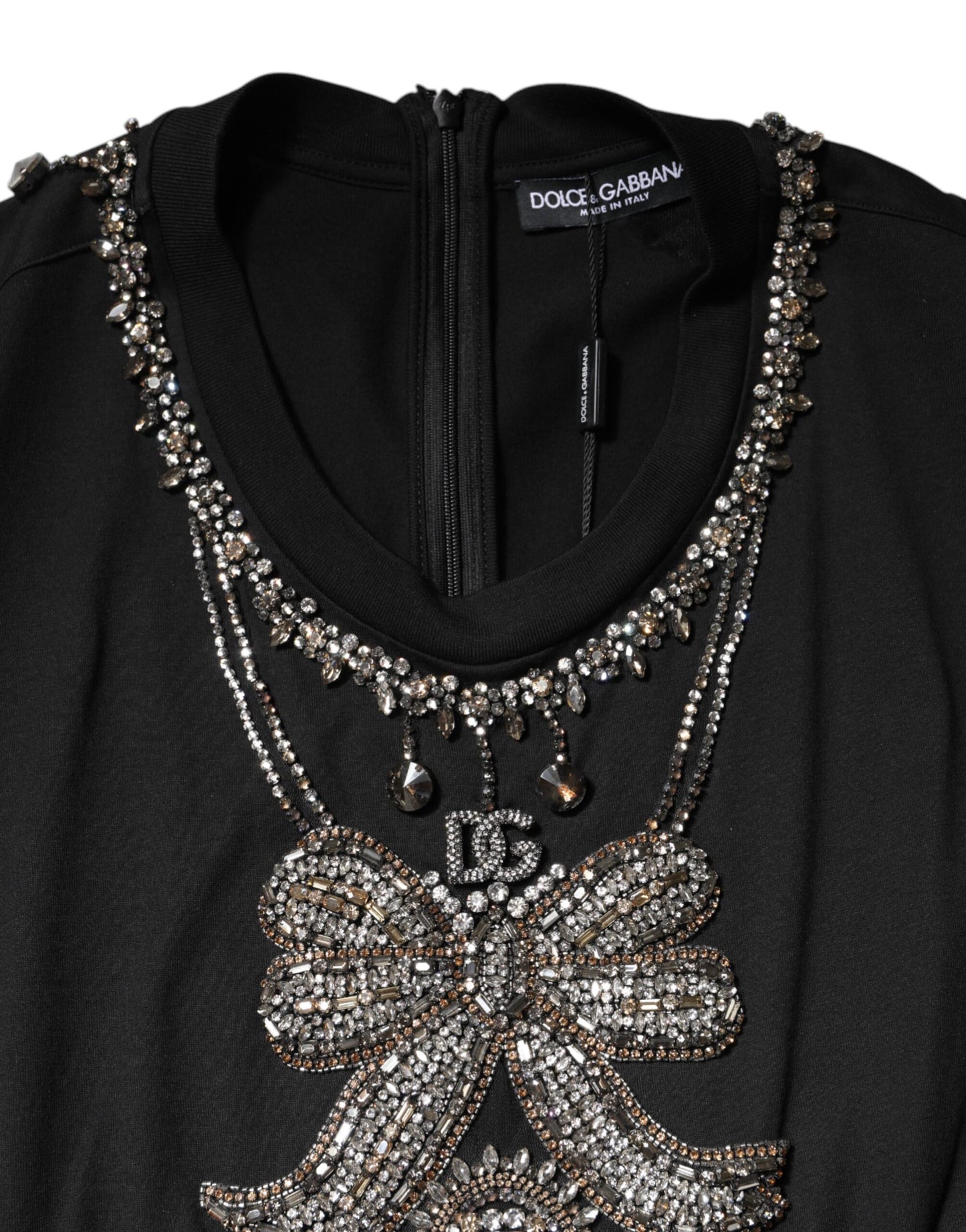 Dolce &amp; Gabbana – Schwarzes Tanktop aus Baumwolle mit Strassverzierung