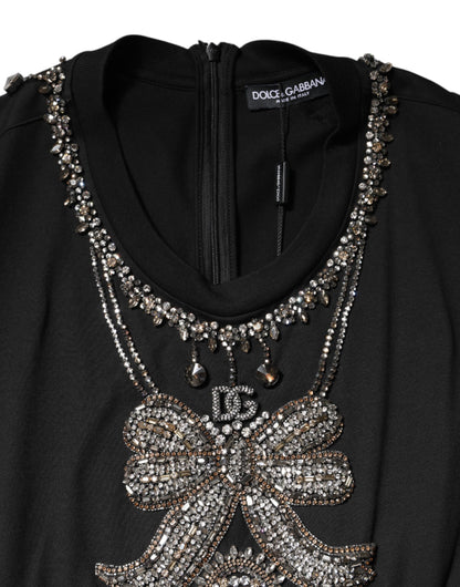 Dolce &amp; Gabbana – Schwarzes Tanktop aus Baumwolle mit Strassverzierung