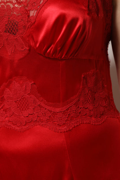 Dolce &amp; Gabbana Rotes ärmelloses Maxikleid aus Seide