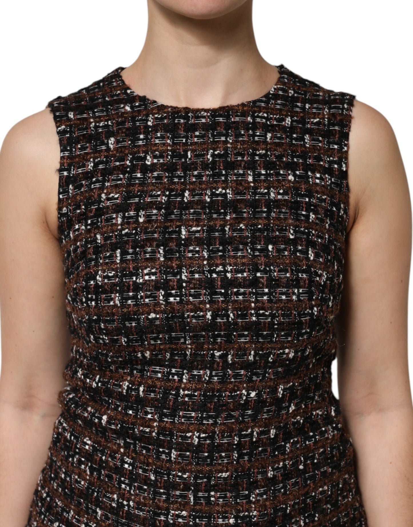 Dolce &amp; Gabbana – Mehrfarbiges, ärmelloses Mini-Tweed-A-Linien-Kleid