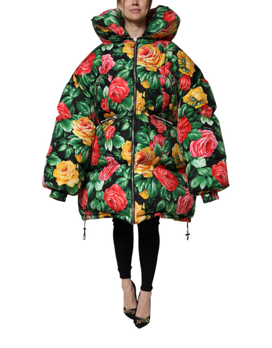 Dolce &amp; Gabbana – Pufferjacke mit Kapuze und mehrfarbigem Blumenmuster