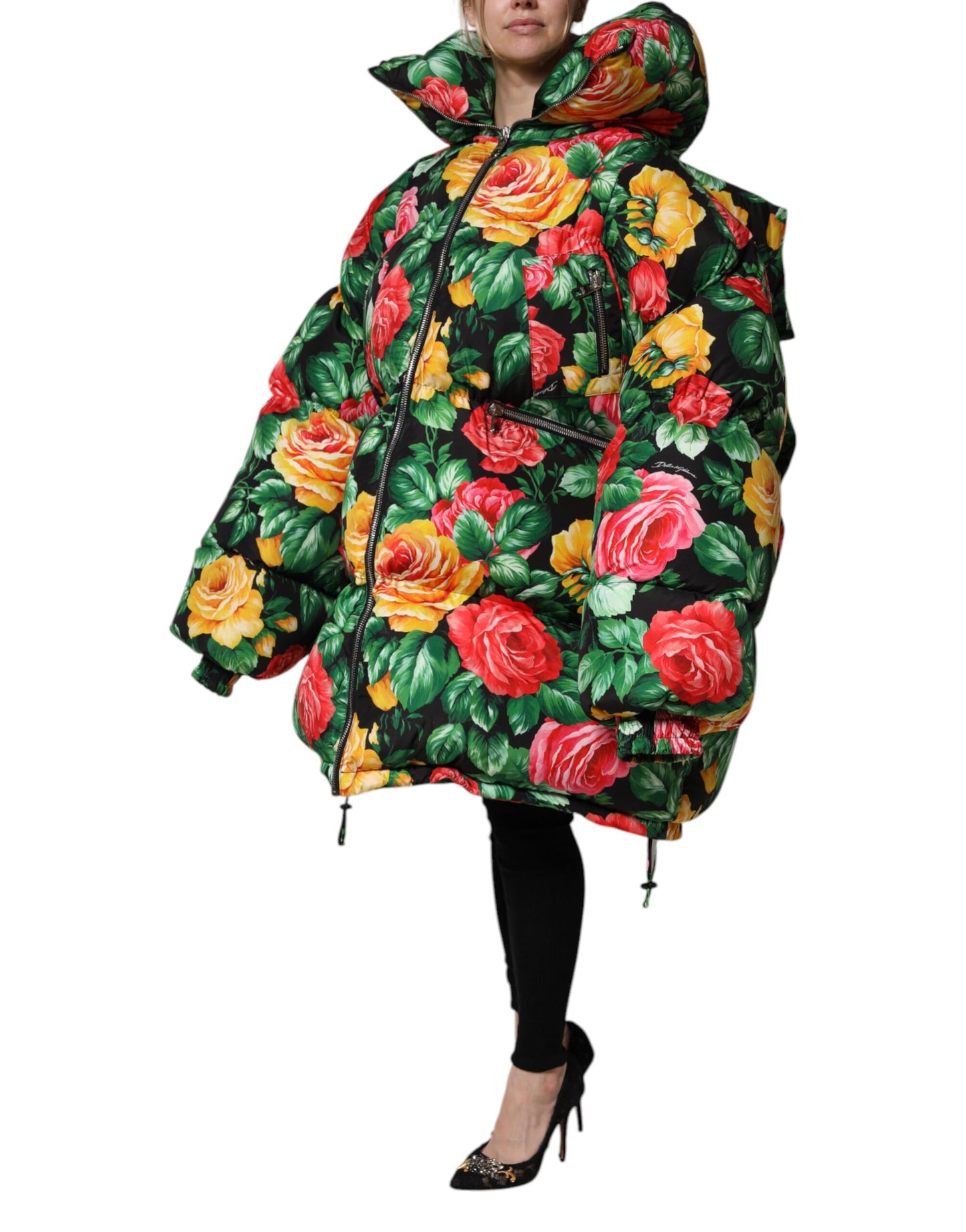 Dolce &amp; Gabbana – Pufferjacke mit Kapuze und mehrfarbigem Blumenmuster