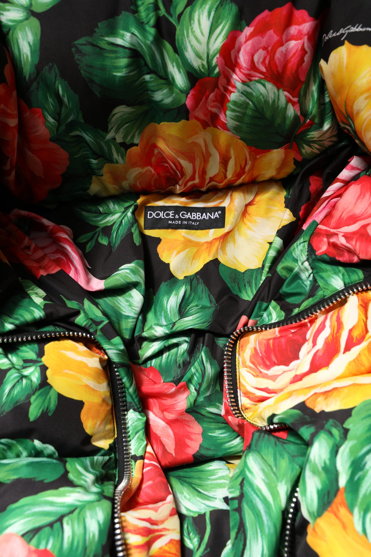 Dolce &amp; Gabbana – Pufferjacke mit Kapuze und mehrfarbigem Blumenmuster