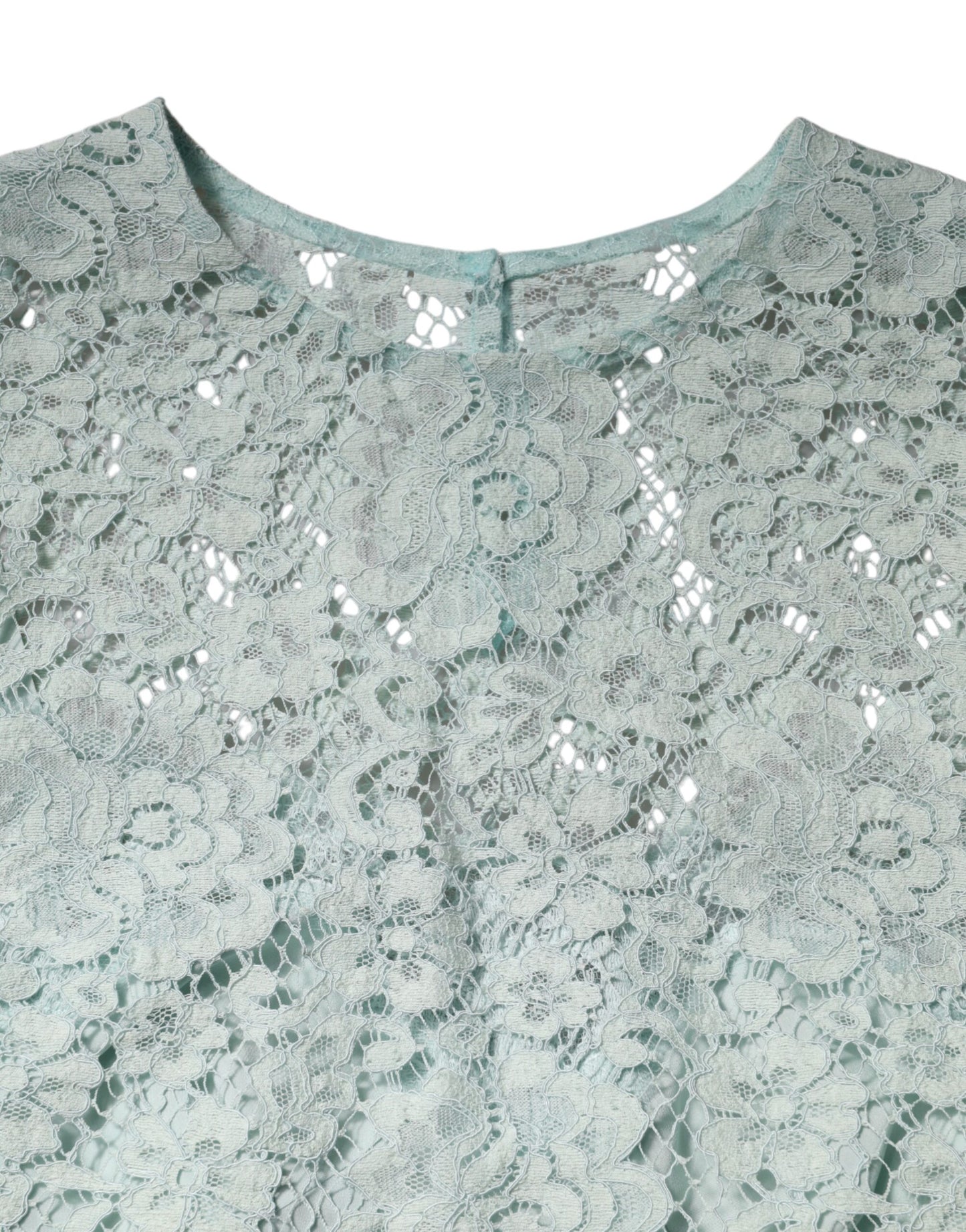 Dolce &amp; Gabbana – Mintgrünes Baumwollblusenoberteil mit Blumenspitze