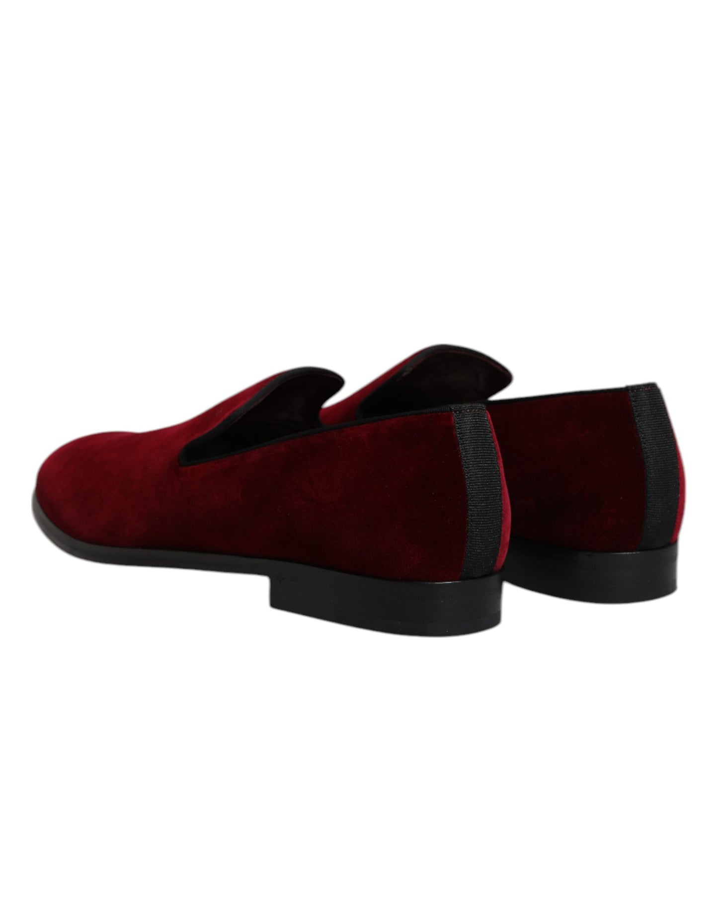 Dolce &amp; Gabbana Red Cotton Velvet Slip On Loafers Formal Shoes