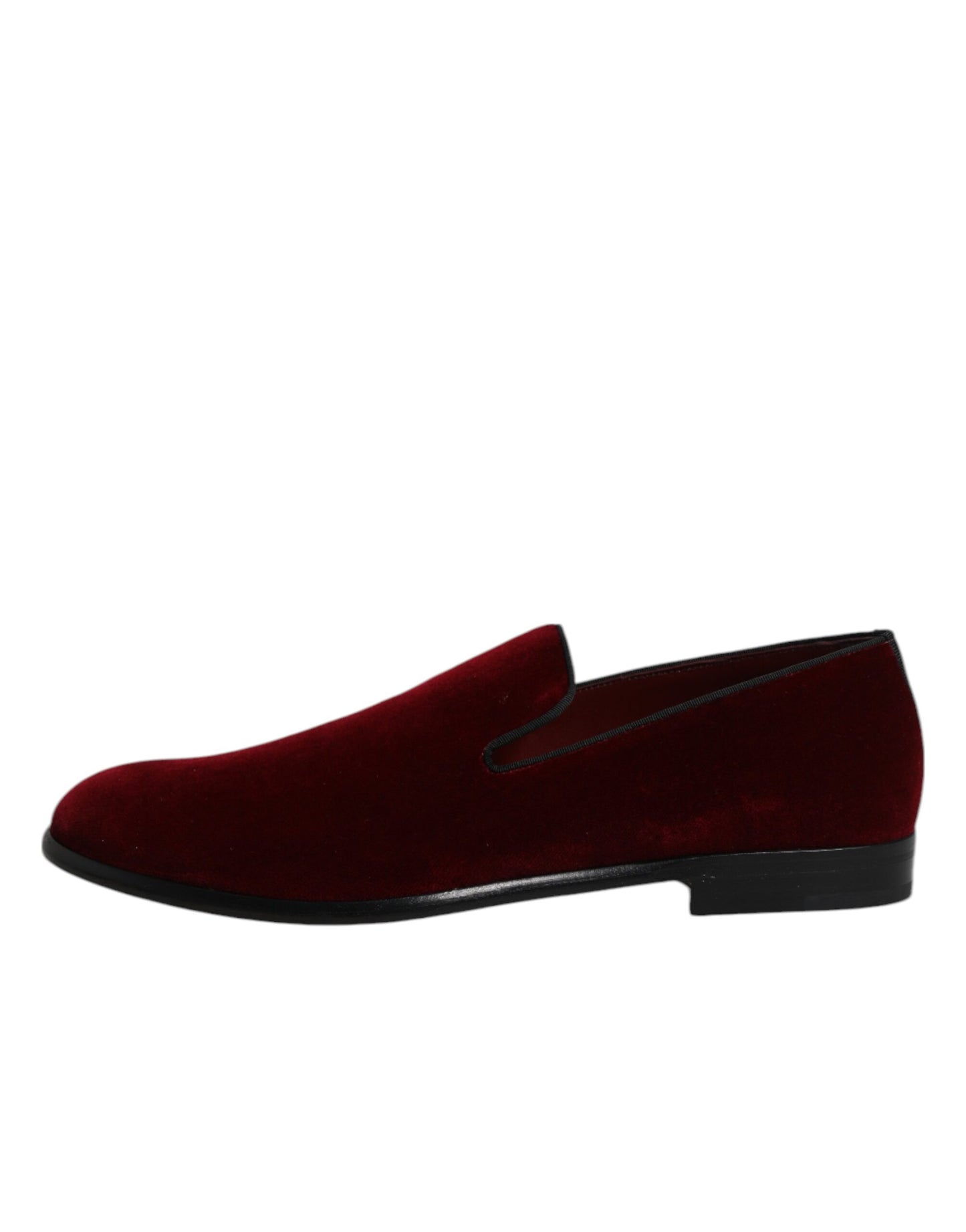 Dolce &amp; Gabbana Red Cotton Velvet Slip On Loafers Formal Shoes