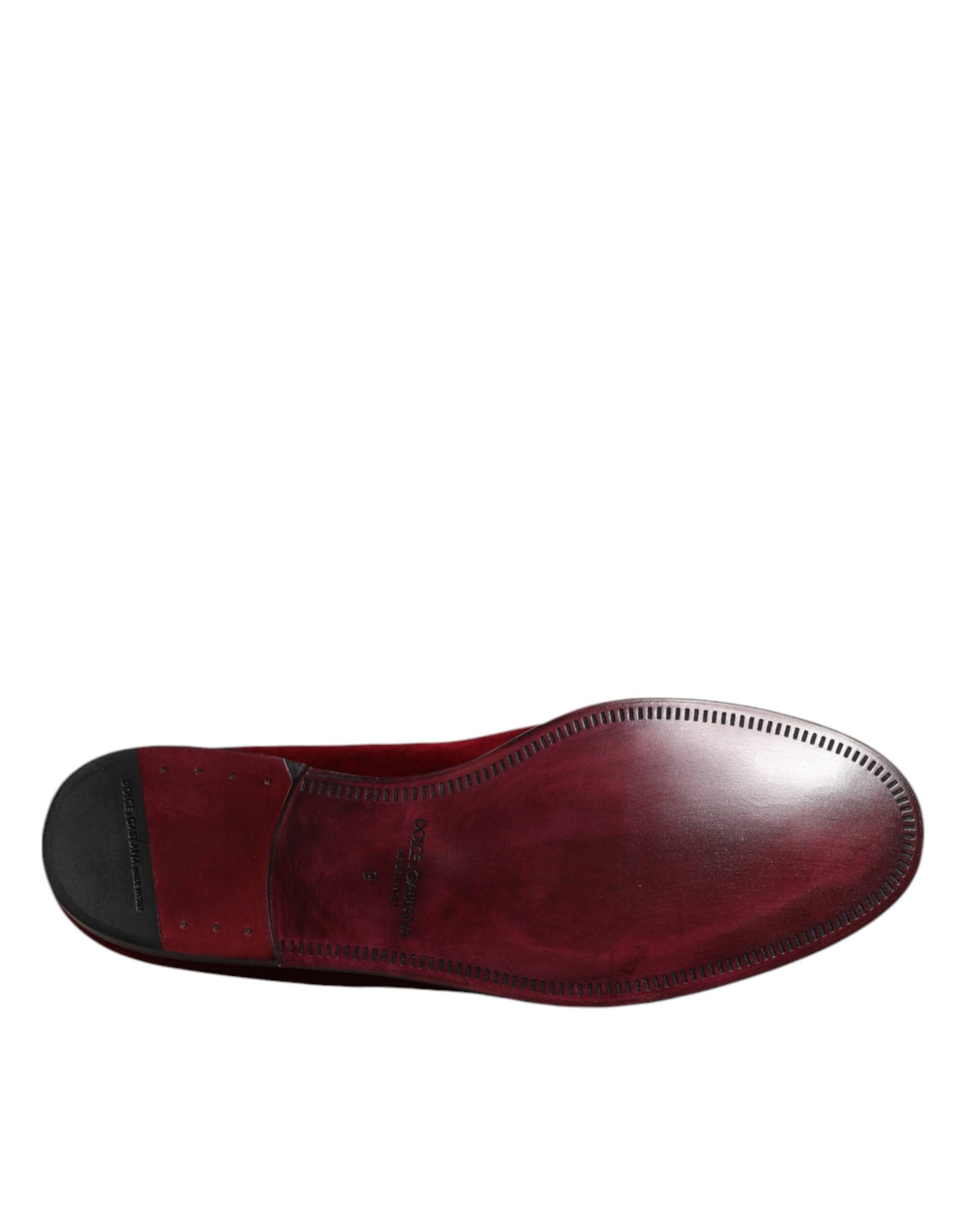 Dolce &amp; Gabbana Red Cotton Velvet Slip On Loafers Formal Shoes