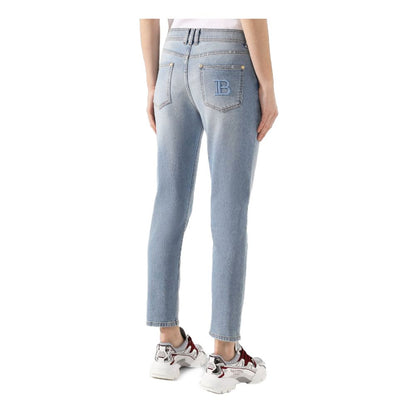 Balmain Blue Cotton Jeans &amp; Pant