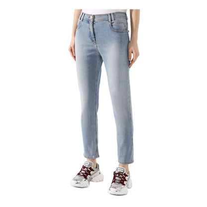 Balmain Blue Cotton Jeans &amp; Pant