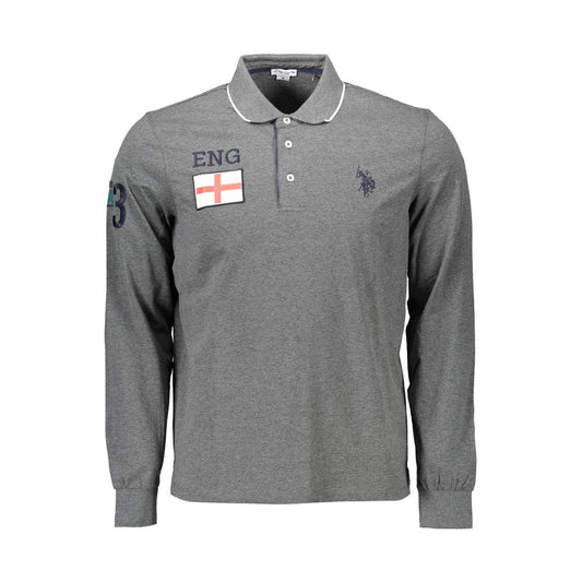 US POLO ASSN. Gray Cotton Men Polo Shirt