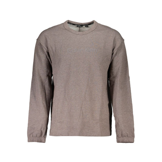 Calvin Klein – Schickes Sweatshirt mit gebürstetem Logo in Braun